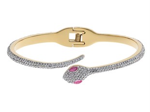 Kadın Gold Detay Yılan Model Çelik Bilezik 