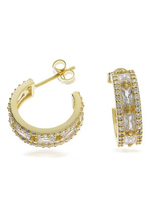 Kadın Gold Renk Gümüş Küpe