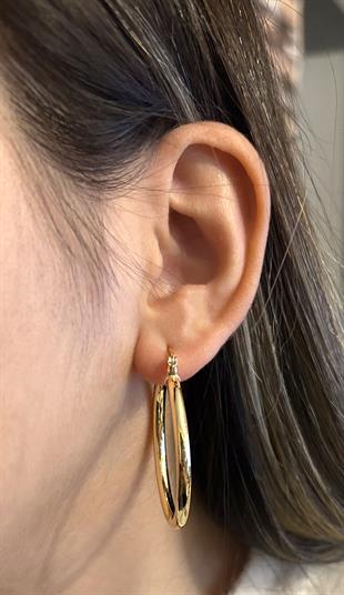 Kadın Gold Renk Halka Model Çelik Küpe 