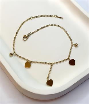 Kadın Gold Renk Sallanan Kalp Model Çelik Halhal