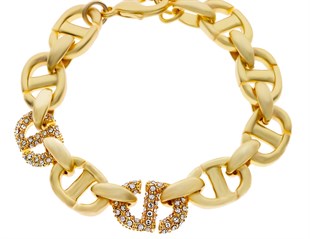 Kadın Gold Renk Sembol Detay Çelik Bileklik 