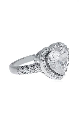 Kadın Gösterişli Kalp Model Gümüş Yüzük