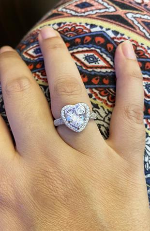 Kadın Gösterişli Kalp Model Gümüş Yüzük