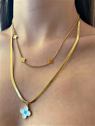 Kadın Göz Detay Yonca Model Çelik Ezme Kolye