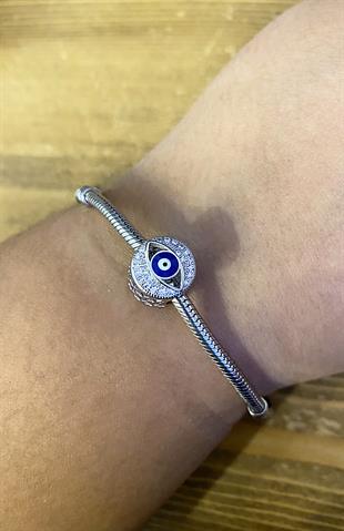 Kadın Göz Model Taşlı Gümüş Charm