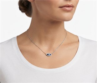 Kadın Göz Model Taşlı Gümüş Kolye 