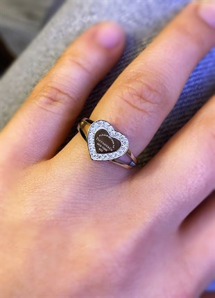 Kadın Gümüş Kalp Model Yüzük