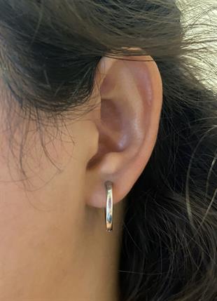 Kadın Gümüş Renk Halka Model Gümüş Küpe 