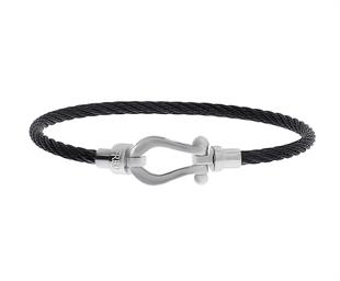 Kadın Gümüş Toka Detay Siyah Renk Çelik Bileklik 