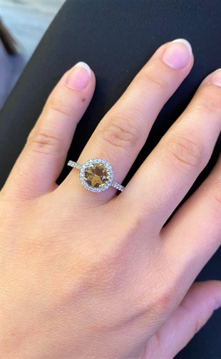 Kadın Gümüş Yuvarlak Sultanit Taşlı Yüzük