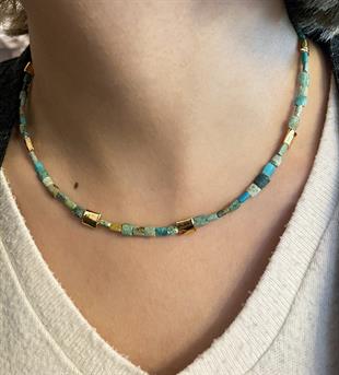 Kadın Gümüş Zincir Doğal Taş Kolye