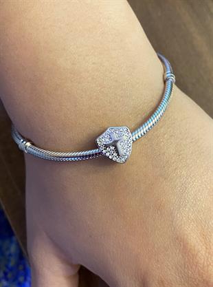 Kadın Haç Detay Gümüş Charm