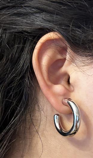 Kadın Halka Model Gümüş Küpe 