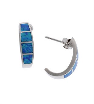 Kadın Halka Model Opal Taş Detay Gümüş Küpe 