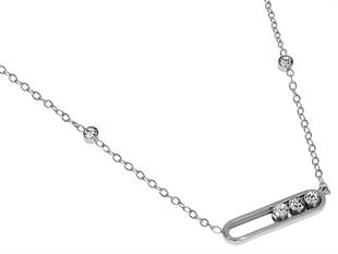 Kadın Hareketli Üç Taş Model Çelik Kolye