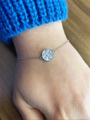 Kadın Hayat Ağacı Model Gümüş Bileklik