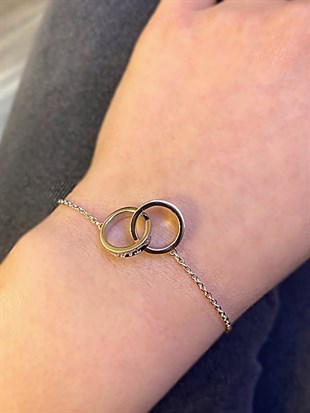 Kadın İç İçe Geçmeli Halka Detay Gümüş Bileklik