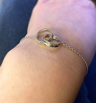 Kadın İç İçe Geçmeli Halka Detay Gümüş Bileklik