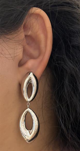 Kadın İkili Tasarım Model Sallantılı Gümüş Küpe