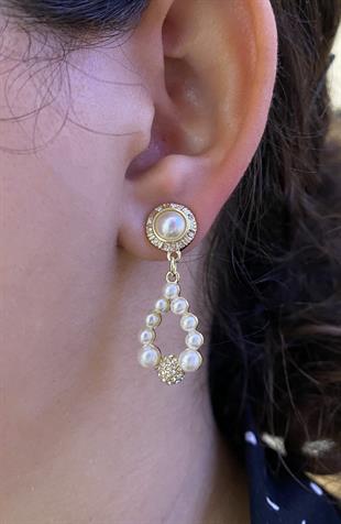 Kadın İnci Detay Çelik Küpe 