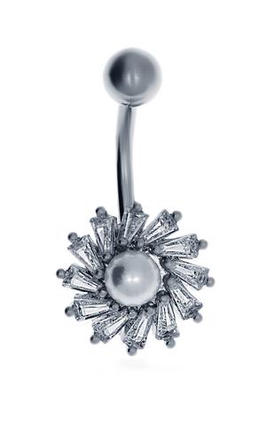 Kadın İnci Detay Çiçek Model Çelik Piercing