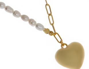 Kadın İnci Detay Kalp Model Çelik Kolye