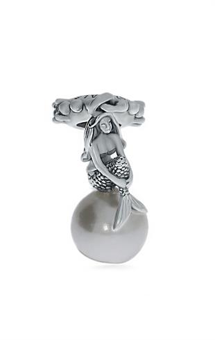 Kadın İnci Üstündeki Deniz Kızı Model Gümüş Charm