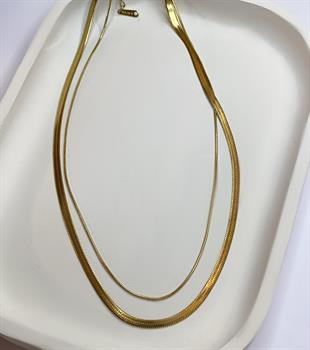 Kadın İtalyan Zincir Model İkili Çelik Kolye 