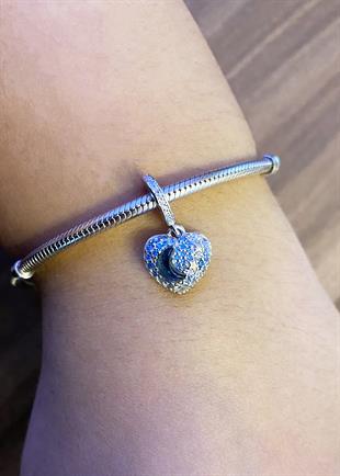 Kadın Kalbimde Gökyüzü Temalı Gümüş Charm