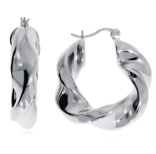 Kadın Kalın Dalgalı Gümüş Küpe