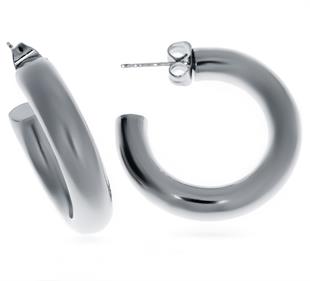 Kadın Kalın Silver Renk Çelik Küpe