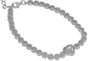 Kadın Kalp Detay Gümüş Taşlı Bileklik