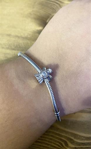 Kadın Kalp Detay Melek Model Gümüş Charm