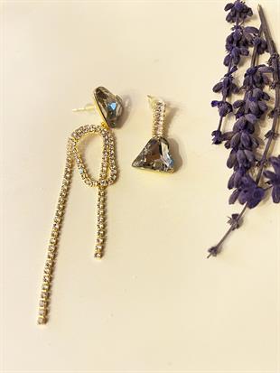 Kadın Kalp Model Baget Taş Detay Uzun Şık Küpe