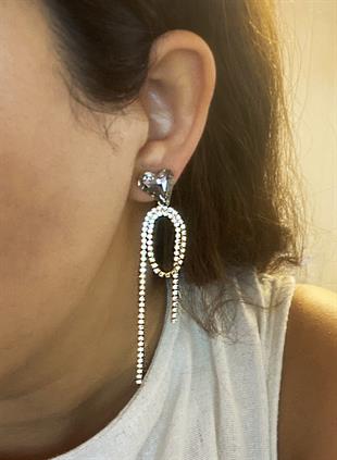 Kadın Kalp Model Baget Taş Detay Uzun Şık Küpe