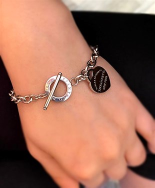 Kadın Kalp Model Çelik Bileklik