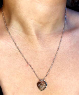 Kadın Kalp Model Gümüş Kolye