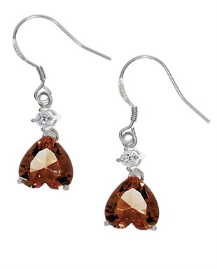 Kadın Kalp Model Sallantılı Sultanit Taşlı Gümüş Küpe