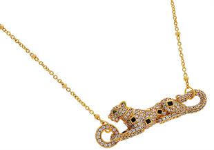 Kadın Kaplan Model Taşlı Çelik Kolye