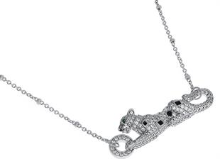 Kadın Kaplan Model Taşlı Çelik Kolye