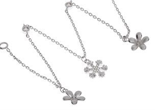 Kadın Kar Tanesi ve Çiçek Model Gümüş Halhal