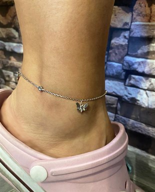 Kadın Kelebek Detay Gümüş Halhal