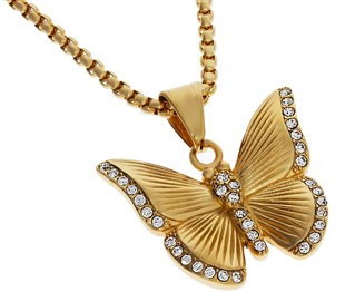 Kadın Kelebek Model Çelik Kolye