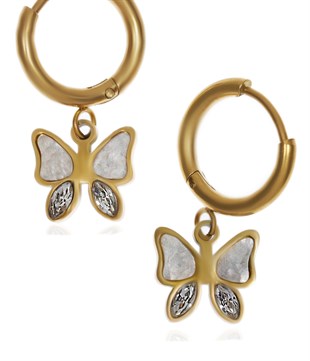 Kadın Kelebek Model Çelik Küpe