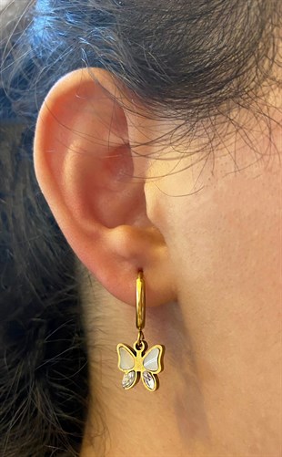 Kadın Kelebek Model Çelik Küpe