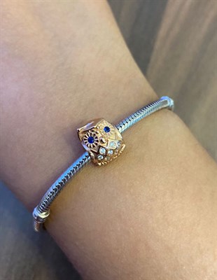 Kadın Kepli Baykuş Temalı Gümüş Charm