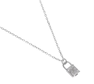 Kadın Kilit Model Gümüş Kolye