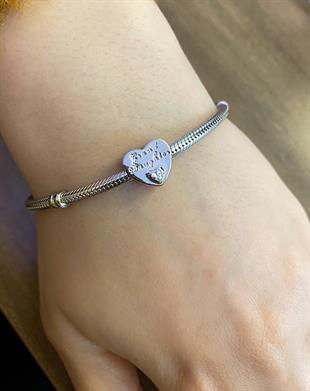 Kadın Kız Torun Yazılı Gümüş Charm