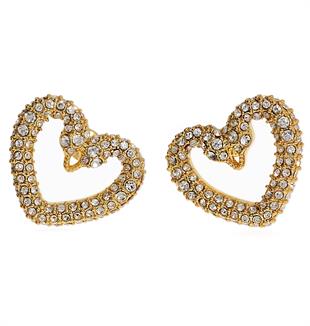 Kadın Kuğu Aşkı Temalı Kalp Model Çelik Küpe