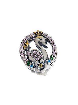 Kadın Kuğu Model Taşlı Gümüş Charm 